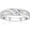 Men's 10k or 14k White Gold Round Diamond Wedding Ring l 0.1ct l G-H 