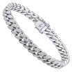 Men's Lab Diamond Cuban Link Bracelet in Sterling Silver 8mm Wide