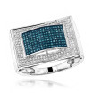 Men's White Blue Diamond Ring 0.6 ct 10K Gold