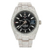 Men's Iced Out Watch | Rolex Sky-Dweller | 42mm | Oyster Bracelet | Black Dial