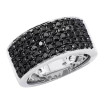 Sterling Silver Black Diamond Ring for Men 5 Row 10mm Wide Band