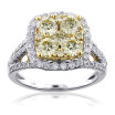 Unique Natural Yellow Diamond Halo Engagement Ring 2.93ct 14K