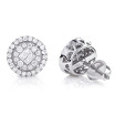Unisex Diamond Stud Round Earrings 1.33ct 14K Gold Pave Clusters