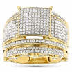 Wide Engagement Ring with Diamonds 10K Gold 1.29ct