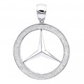 10K Gold Diamond Mercedes-Benz Pendant for Men 1 Carat