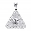 10K Gold Liberty Coin Cuban Link Triangle Diamond Pendant for Men 1.05ct