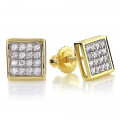 10K Gold Square Pave Diamond Stud Earrings 0.19ct