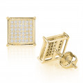 10K Gold Pave Diamond Stud Earrings 0.27ct