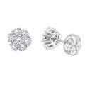 14K Gold Cluster Flower Diamond Stud Earrings for Women 0.75ct by Luxurman