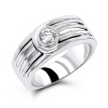 14k Gold Men's Diamond Wedding Band 0.25ct Solitaire Ring