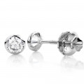 14K Gold Round Diamond Bezel Stud Earrings 0.30ct