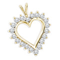 14k Gold Round Diamond Heart Pendant 1.4ct