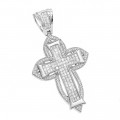 14K Gold Round Princess Diamond Cross Pendant 2.14ct