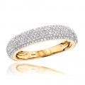 Thin 14K Gold Micro Pave Diamond Wedding Band for Women 0.5ct