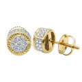 14K Solid Gold 2 Carat Look Diamond Stud Earrings 0.5ct Clusters Luxurman
