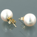 7.5-8mm 14K Gold White Freshwater Pearl Earrings