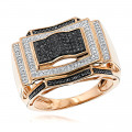 Black and White Diamond Ring for Men 0.5ct 10K Gold