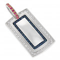 Diamond Dog Tag Military Pendant With Rubies & Diamonds 1.25ct 14K Gold
