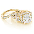 Diamond Unique Engagement Ring Set 14K Gold 3ct