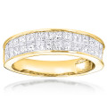 2 Carat Princess Cut Invisible Set Diamond 14K Gold Wedding Band