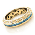 Gold Blue Diamond Wedding Band Eternity Ring 2.64ct