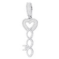 Women's 14K Gold Diamond Infinity Heart Pendant | Baguette Round Cut | Key Design | 0.7ct