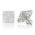 Invisible Set Princess Cut Diamond Stud Earrings 3 Carat VS Diamond 14K Gold