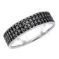 Platinum Anniversary Ring Black Diamond 3 Row Eternity Band For Men & Women 2.85Ct