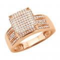 14K Rose Gold Affordable Large Square Women's Diamond Engagement Ring 0.6ct
