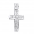 14K Gold Medium Size Princess Diamond Cross Pendant 1.5ct