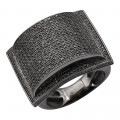 Oversized Hip Hop 1 Carat Black Diamond Ring for Men in Sterling Silver
