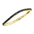 Thin Black Diamond Band for Women in 14k Gold 0.15ct Curved Stackable Ring