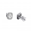 Unique Women's or Men's Round & Baguette Diamond Cluster Earrings Studs 0.6ct