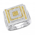 White and Yellow Diamond Men's Ring 1.22ct 10K Gold