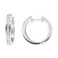 Small 17mm Diamond Hoop Earrings 14K Gold Huggies Round Diamonds 3/4ct