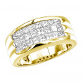 G VS Invisible Princess Cut Diamond Ring for Men 14K Gold Band 2.5CT