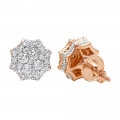 Unique Diamond Cluster Earrings in 14k Gold Octagonal Shape Studs 1.2 Carat