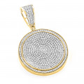 Ladies 10K Gold Diamond Iced Out Medallion Pendant 1 Carat