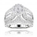 Ladies 14K Cluster Diamond Ring 1.83ct