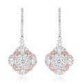 Luxurman Designer Flower Cluster Diamond Earrings for Women 2.4ct 14K Gold