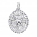 LUXURMAN Medallion 14K Gold Real Diamond Lions Head Pendant 1ct