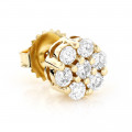 Men's Diamond Cluster Earring 14K Gold 1/2ct Single Stud