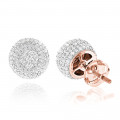 Pave Diamond Earrings 14K Gold Studs 1.32ct