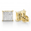 Princess Cut Diamond Earrings Studs Invisible Setting 1.15ct