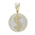 Real 10k Gold Diamond Dollar Sign Money Pendant for Men 1 Carat Medallion