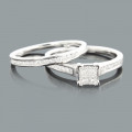 Round Princess Cut Diamond Engagement Ring Set 0.55ct 14K Gold