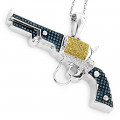 Silver White Blue Yellow Diamond Revolver Pendant 0.95ct