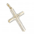 Small Diamond Crosses 14K Gold Designer Cross Pendant 0.30ct