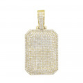 Small Diamond Dog Tag Pendant 1.75ct Fully Iced Out 10k Gold by Luxurman