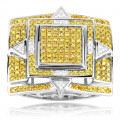 Solid 10K Gold & Yellow Diamond Men's Ring 1.11ct